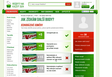 Print screen webu Recepty na každý den věrnostní program