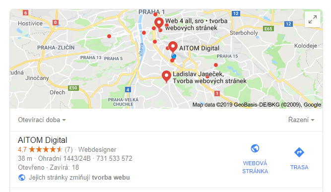 Takto vypadají lokální výsledky v mapě
