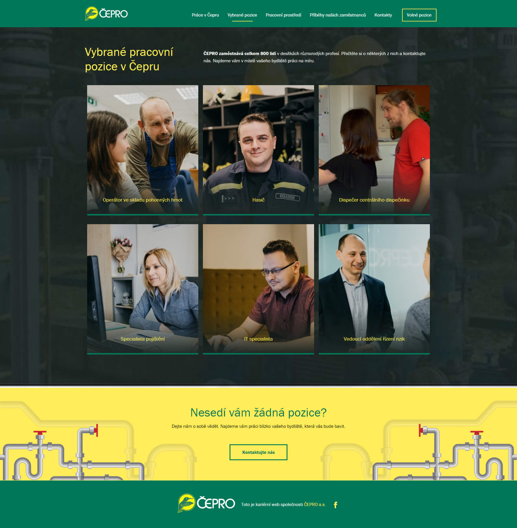 Stránka pracovních pozic na webu https://kariera.ceproas.cz/