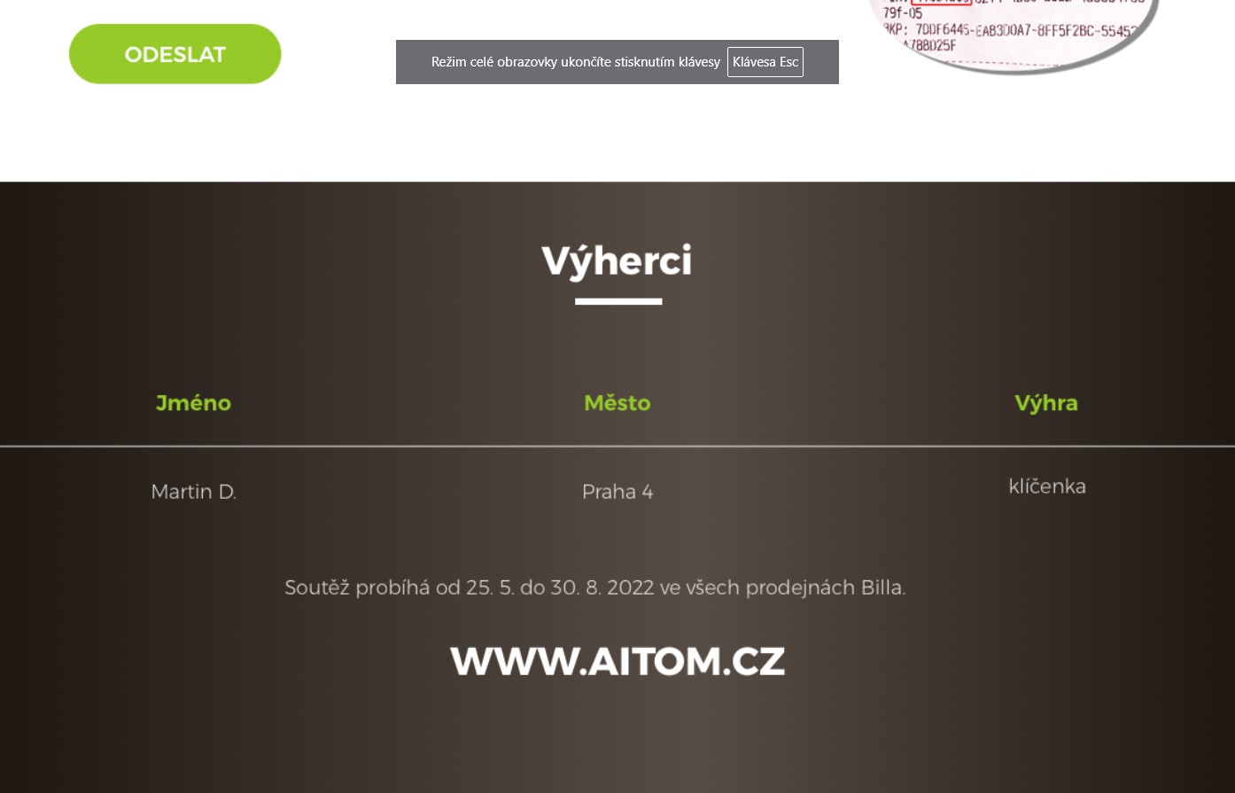 Ukázka ze soutěžního portálu